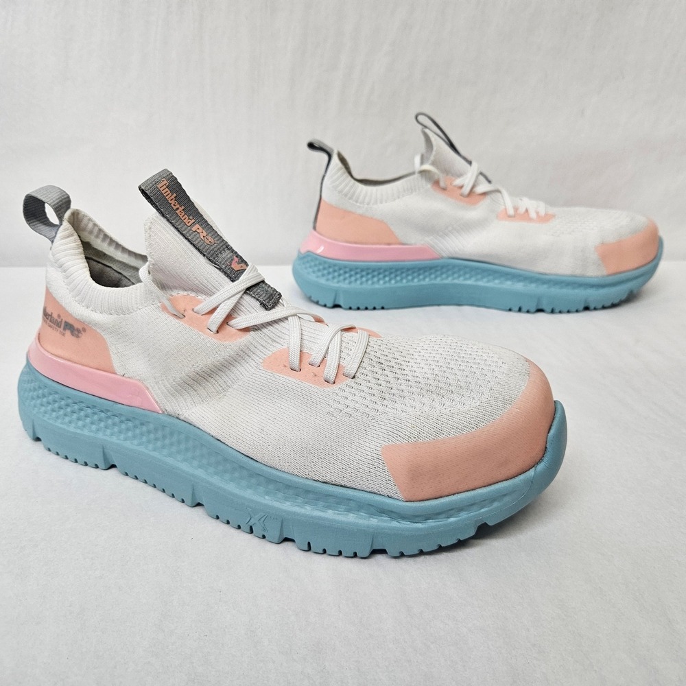 Timberland PRO Setra Work Safety Shoes A5Q3P White Peach Blue Women's Size 8